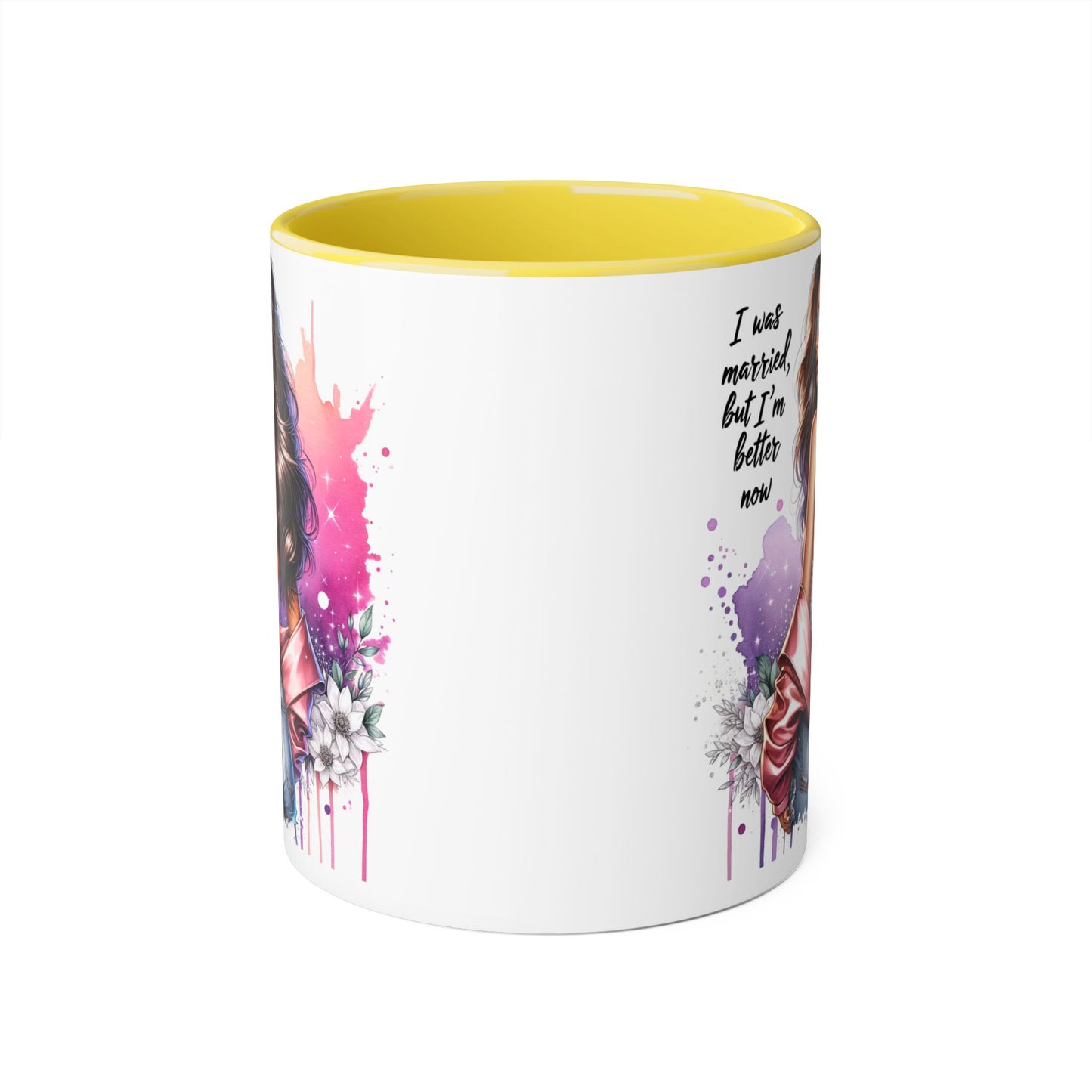 I Was Married Before But I'm Better Now Humoristic Empowered Woman Accent Mug - Inspirational Coffee Cup, Gift for Her, Motivational Mug, Self-Love Reminder, Unique Office Decor