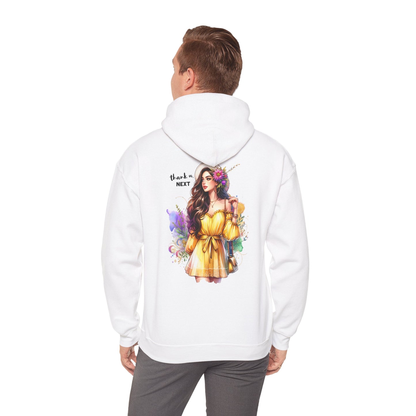 Thank U, Next Whimsical Fairy Art Hooded Sweatshirt, Cozy Apparel, Unique Gift, Casual Wear, Comfortable Layer