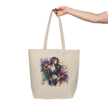 I Am My Own Happily Ever After  Bohemian Floral Canvas Tote Bag, Eco-Friendly Shopper, Market Tote, Beach Bag, Gift for Her