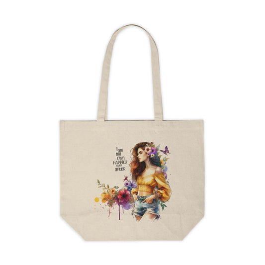 I Am My Own Happily Ever After Boho Floral Canvas Tote Bag, Stylish Shopper Tote, Eco-Friendly Grocery Bag, Gift for Her, Summer Market Bag
