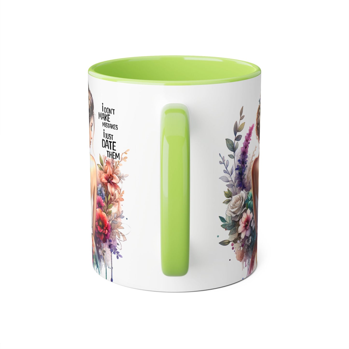 I Don't Make Mistakes, I Date Them Whimsical Floral Accent Mug | Gift for Her | Funny Quote Coffee Cup | Home Decor | Birthday Gift | Self-Care