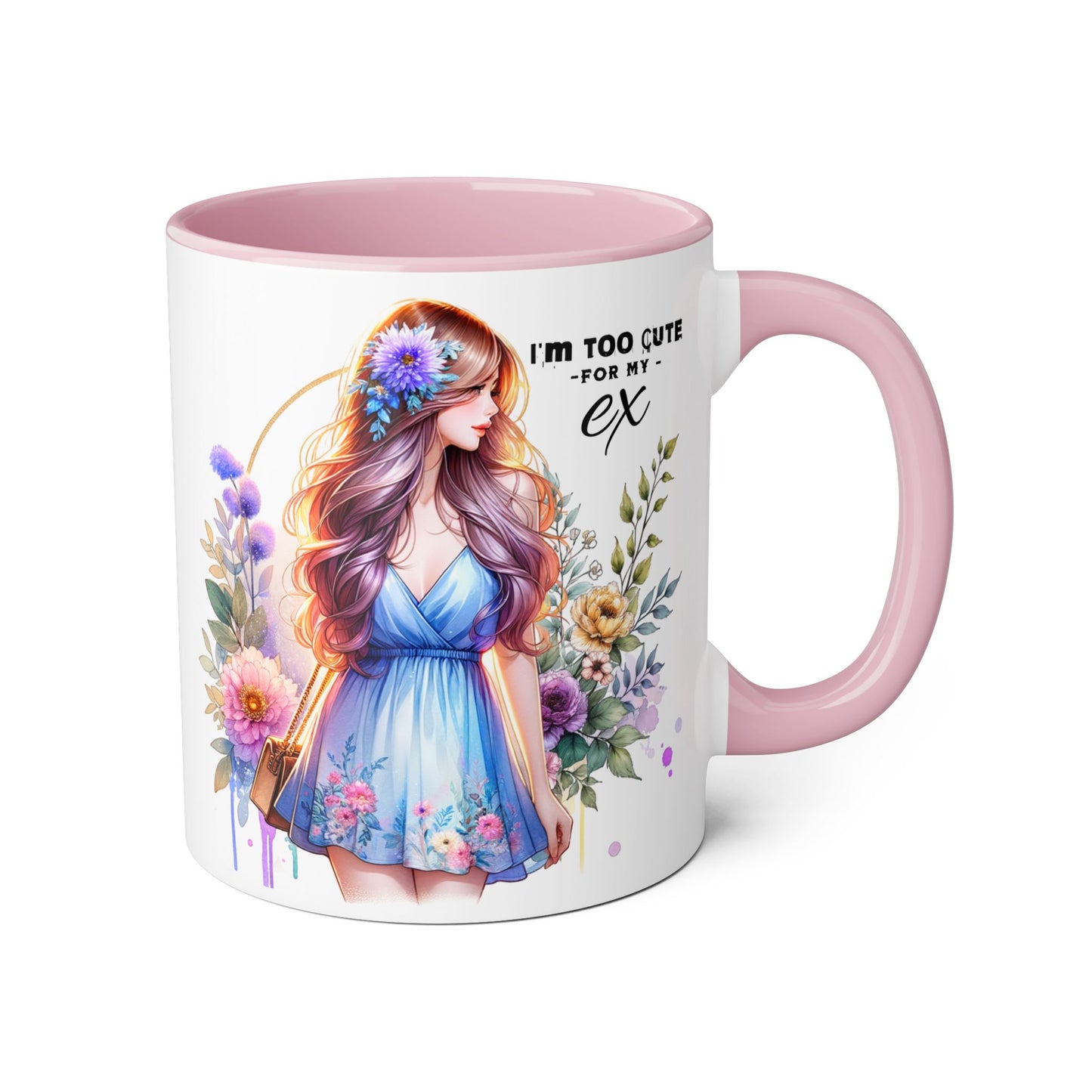 I'm Too Cute For My Ex Floral Ex-Partner Mug, Coffee Cup for Breakup Gifts, Girlfriend Present, Humor Mug, Cute Gift Idea for Her