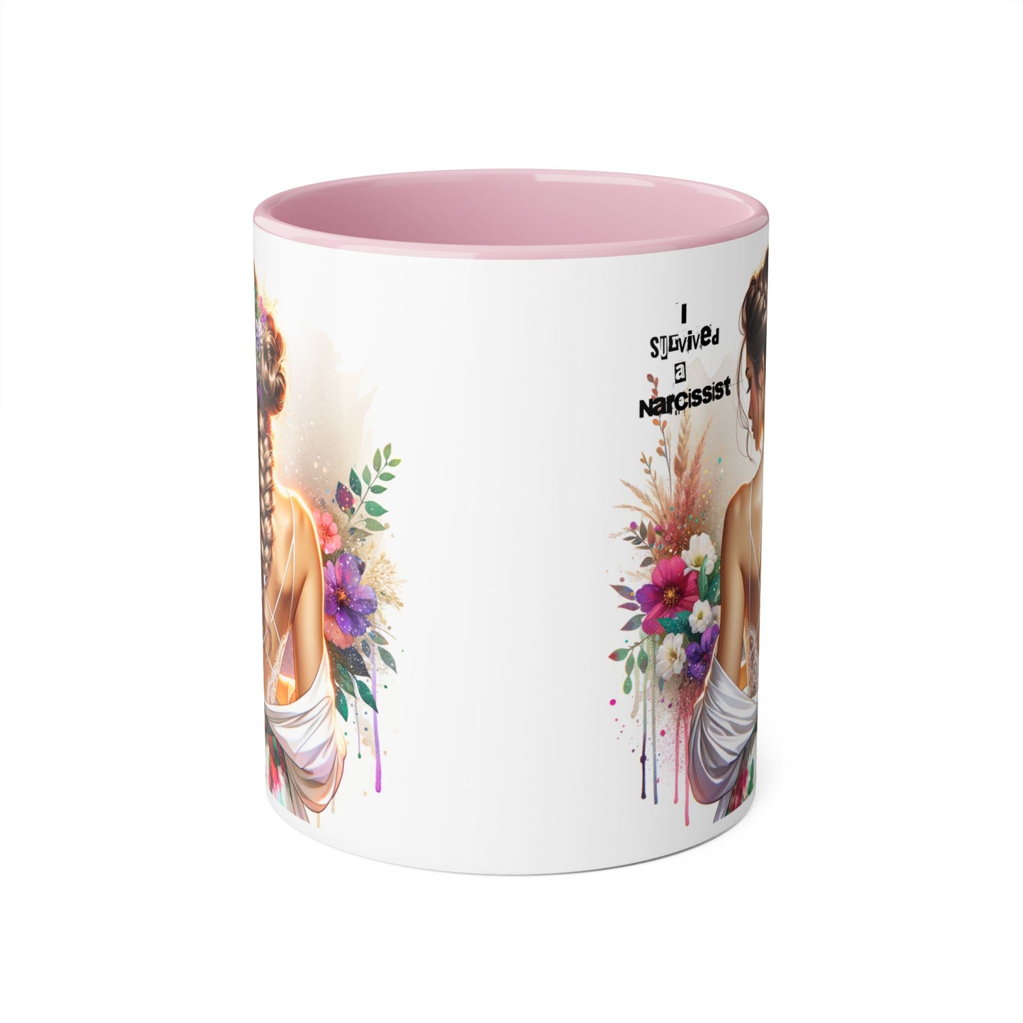 Narcissist Accent Mug, Coffee Cup for Self-Love, Gift for Her, Inspirational Mug, Floral Art Ceramic Mug