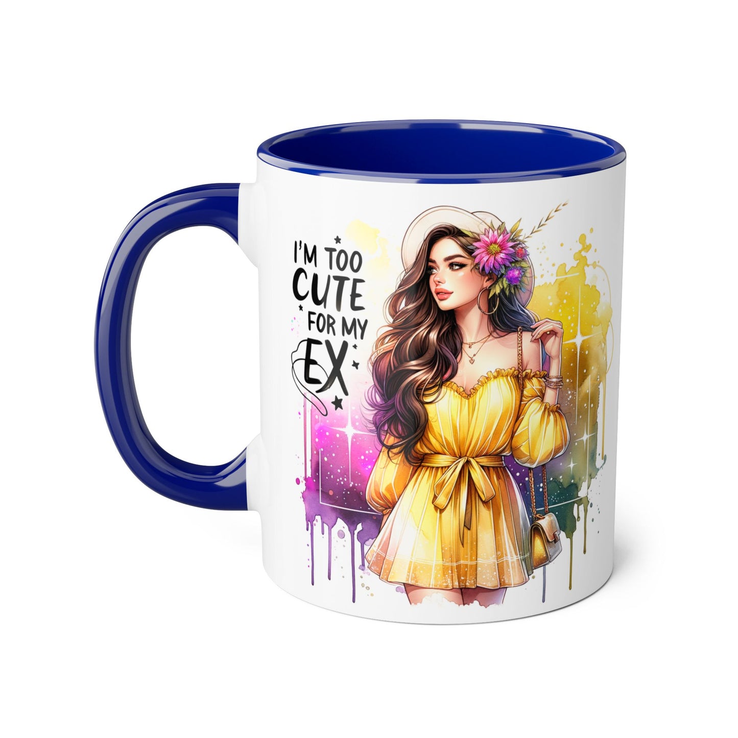 Cute Ex-Related Accent Mugs, 11oz - Quirky Gifts, Funny Coffee Cup, Relationship Humor, Self-Love Mug, Colorful Artwork