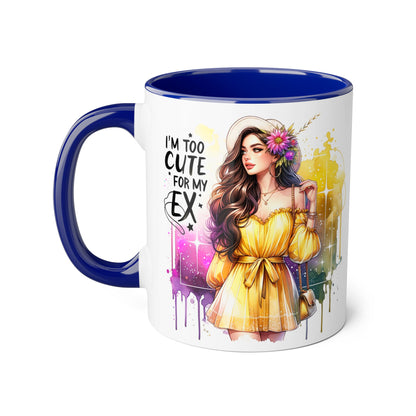 Cute Ex-Related Accent Mugs, 11oz - Quirky Gifts, Funny Coffee Cup, Relationship Humor, Self-Love Mug, Colorful Artwork