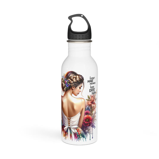 I Don't Make Mistakes, I Date Them Floral Bride Stainless Steel Water Bottle, Wedding Gift, Eco-Friendly Hydration, Bridal Party Favor, Floral Water Bottle