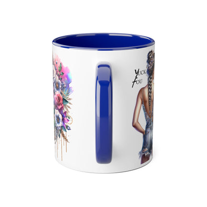 Yuck Fou Boho Floral Accent Mug, 11oz | Artistic Coffee Cup, Gift for Her, Stylish Drinkware, Home Decor, Mother's Day Present