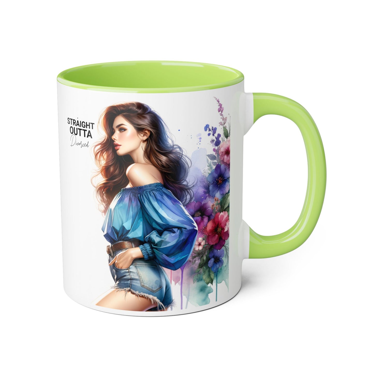 Straight Outta Divorced Humoristic Artistic Accent Mug, Personalized Gift for Coffee Lovers, Floral Design Mug, Straight Outta Mug, Creative Kitchenware, Unique Home Decor