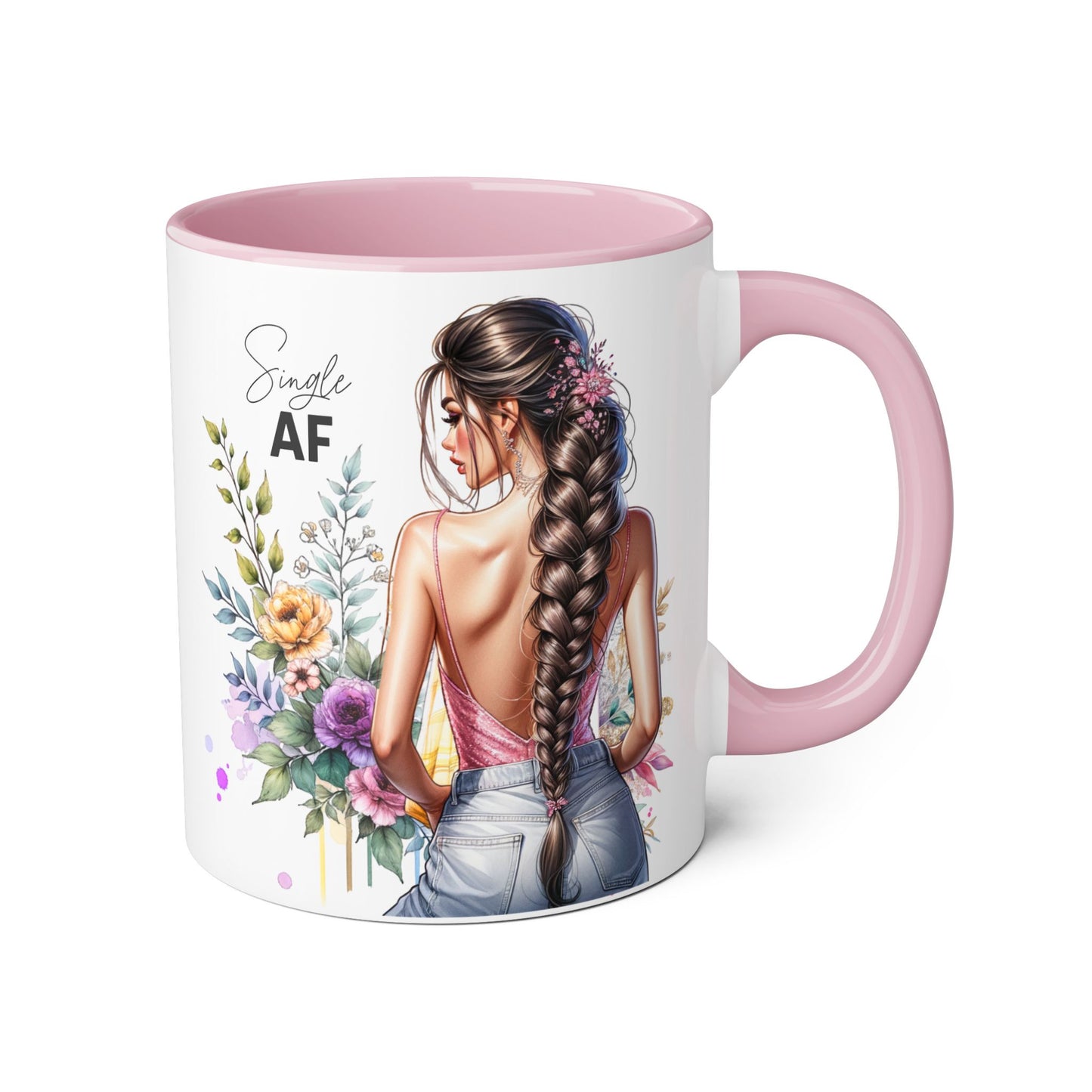Single AF Chic Floral Coffee Mug, Single AF, Unique Gift for Her, Trendy Drinkware, Birthday Present, Home Decor, Tea Time, Self-Love