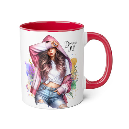 Trendy Accent Mug - 'Divorced AF' Design, Chic Gift for Friends, Coffee Lovers, Inspirational Drinkware, Birthday, Everyday Use