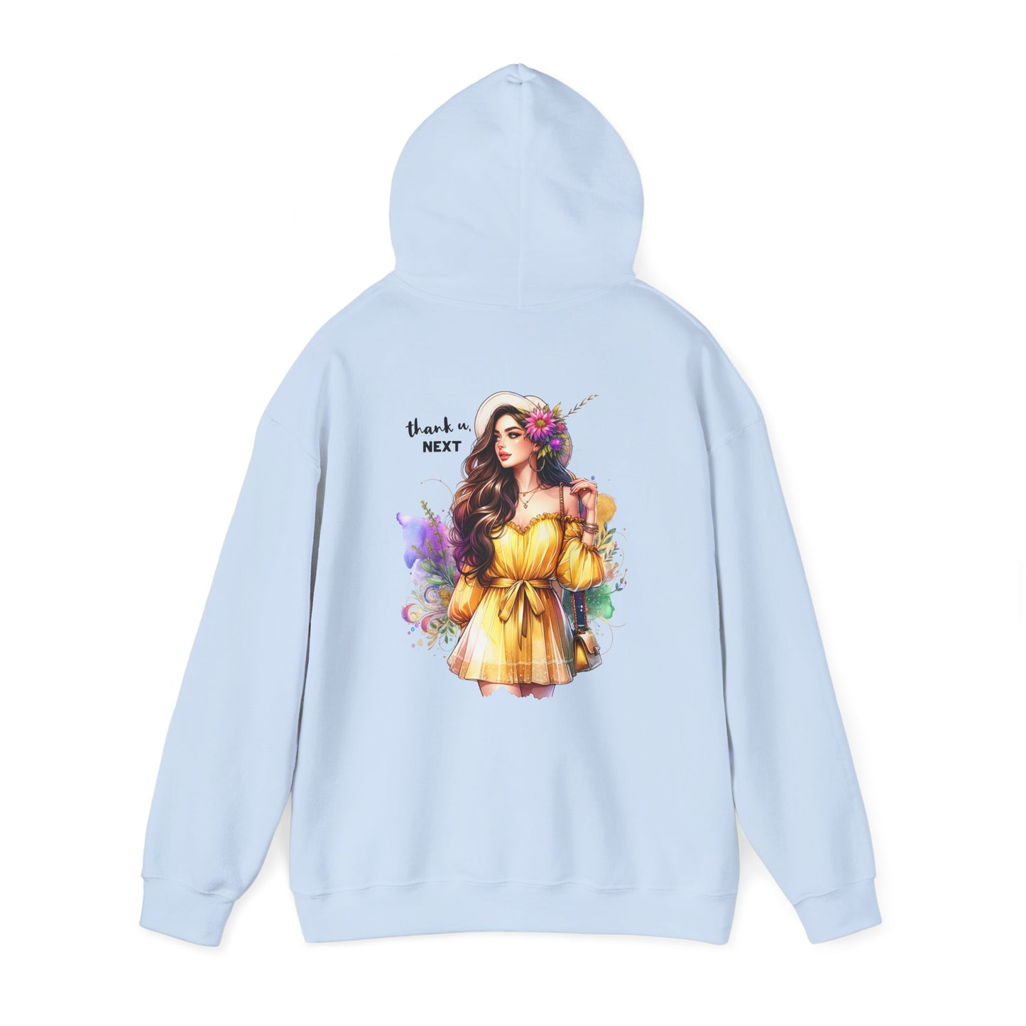 Thank U, Next Whimsical Fairy Art Hooded Sweatshirt, Cozy Apparel, Unique Gift, Casual Wear, Comfortable Layer