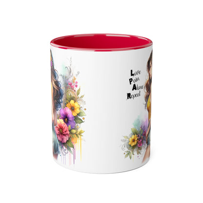 Colorful Floral Accent Mug with Inspirational Quote