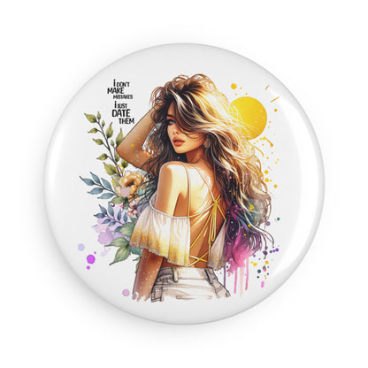 I Don't Make Mistakes, I Date Them Chic Floral Quote Magnet, Inspirational Decor, Gift for Her, Home Fridge Art, Stylish Kitchen Accessory, 1 & 10 pcs