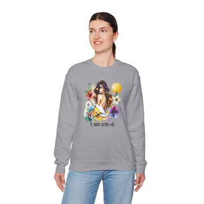 1-800-Boys-Lie Bohemian Floral Crewneck Sweatshirt, Trendy Oversized Sweater, Unique Gift for Her, Cozy Fall Apparel, Birthday & Casual Wear