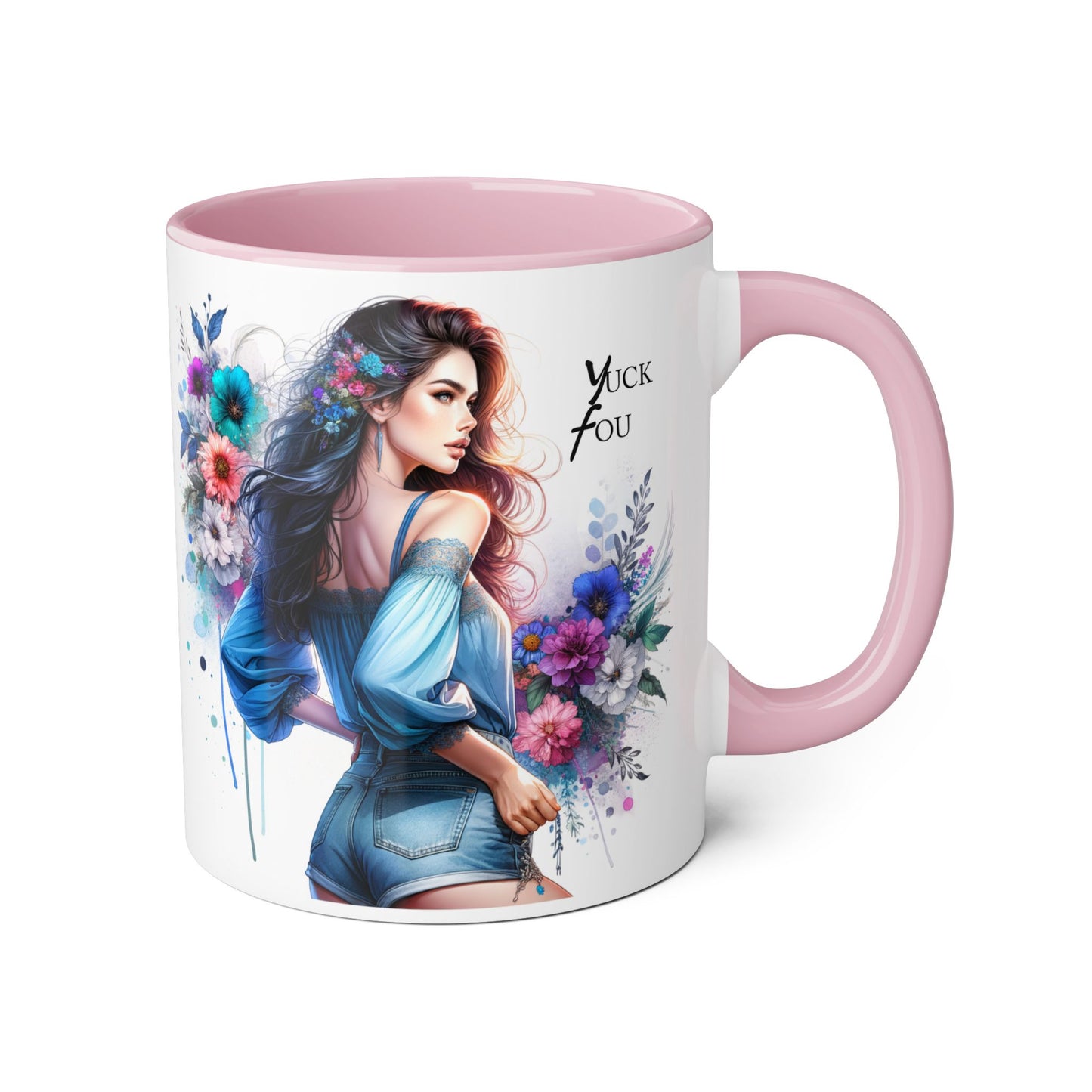 Yuck Fou Floral Graphic Accent Mug: Perfect Gift for Tea Lovers, Coffee Breaks, Home Decor, Inspirational Quotes, Mother's Day, Birthdays