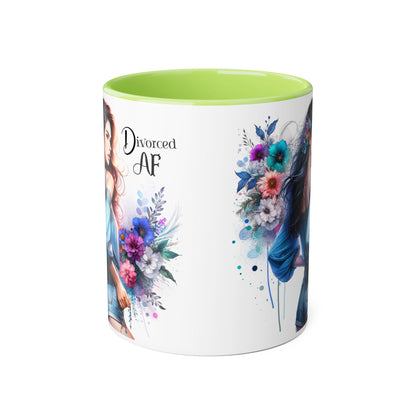 Divorced AF Accent Mug, 11oz Coffee Cups, Empowerment Gift for Newly Divorced, Funny Divorce Mug, Motivational Kitchen Decor
