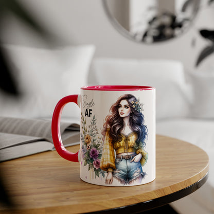 Single AF Accent Mug, Floral Coffee Cup, Gift for Single Friends, Cute Relationship Humor Mug, Funny Birthday Mug, Tea Lover Gift