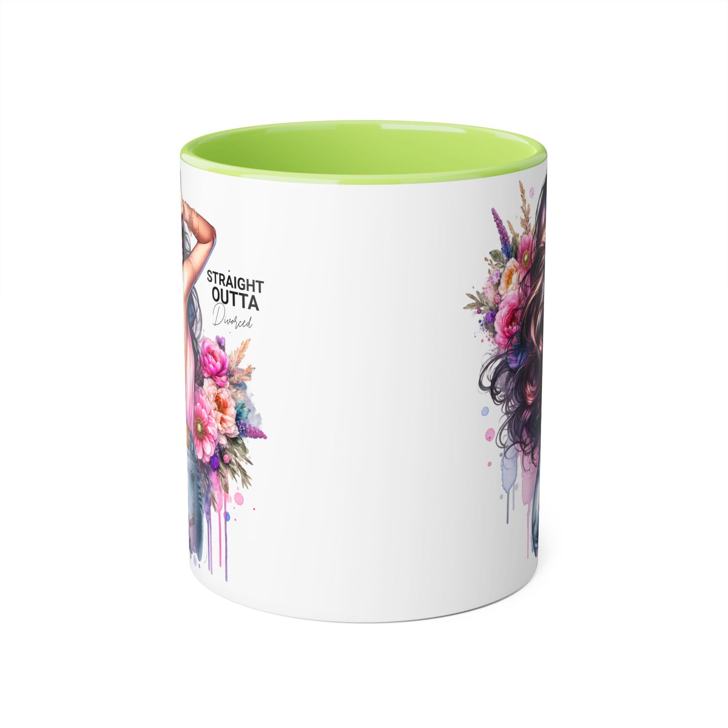 Straight Outta Divorced Humoristic Floral Art Accent Mug - Perfect for Coffee Lovers, Gift for Her, Home Decor, Inspirational, Mother's Day