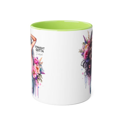 Straight Outta Divorced Humoristic Floral Art Accent Mug - Perfect for Coffee Lovers, Gift for Her, Home Decor, Inspirational, Mother's Day
