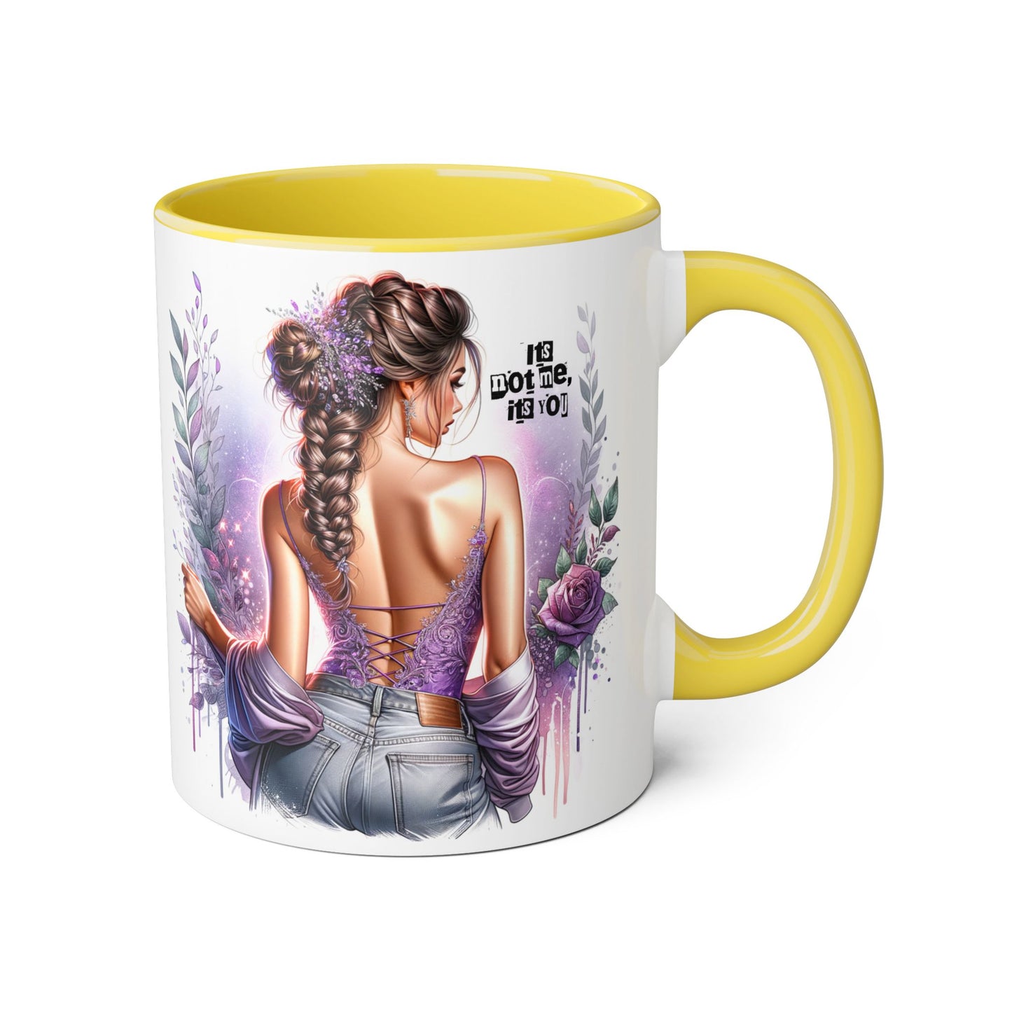 It's Not Me, It's You Humoristic Boho Chic Accent Mug, Inspirational Coffee Cup, Floral Design Mug, Unique Gift for Her, Self-Love and Motivation Mug