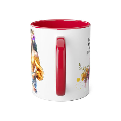 Colorful Floral Accent Mug, Love Pain Alone Repeat, Inspirational Coffee Cup, Gift for Friends, Art Lover Mug