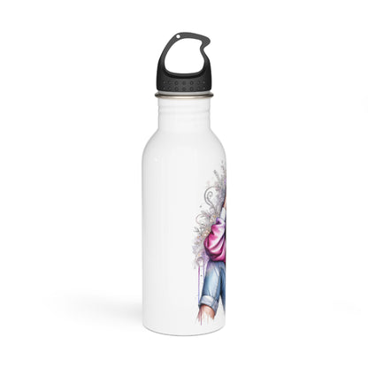 I Am My Own Happily Ever After Stylish Stainless Steel Water Bottle with Floral Design - Perfect for Active Lifestyles