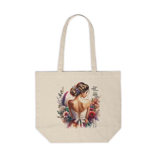 I Don`t Make Mistakes, I Just Date Them Floral Quote Canvas Tote Bag, Inspirational Tote, Eco-Friendly Shopping Bag, Gift for Her, Mother's Day Tote