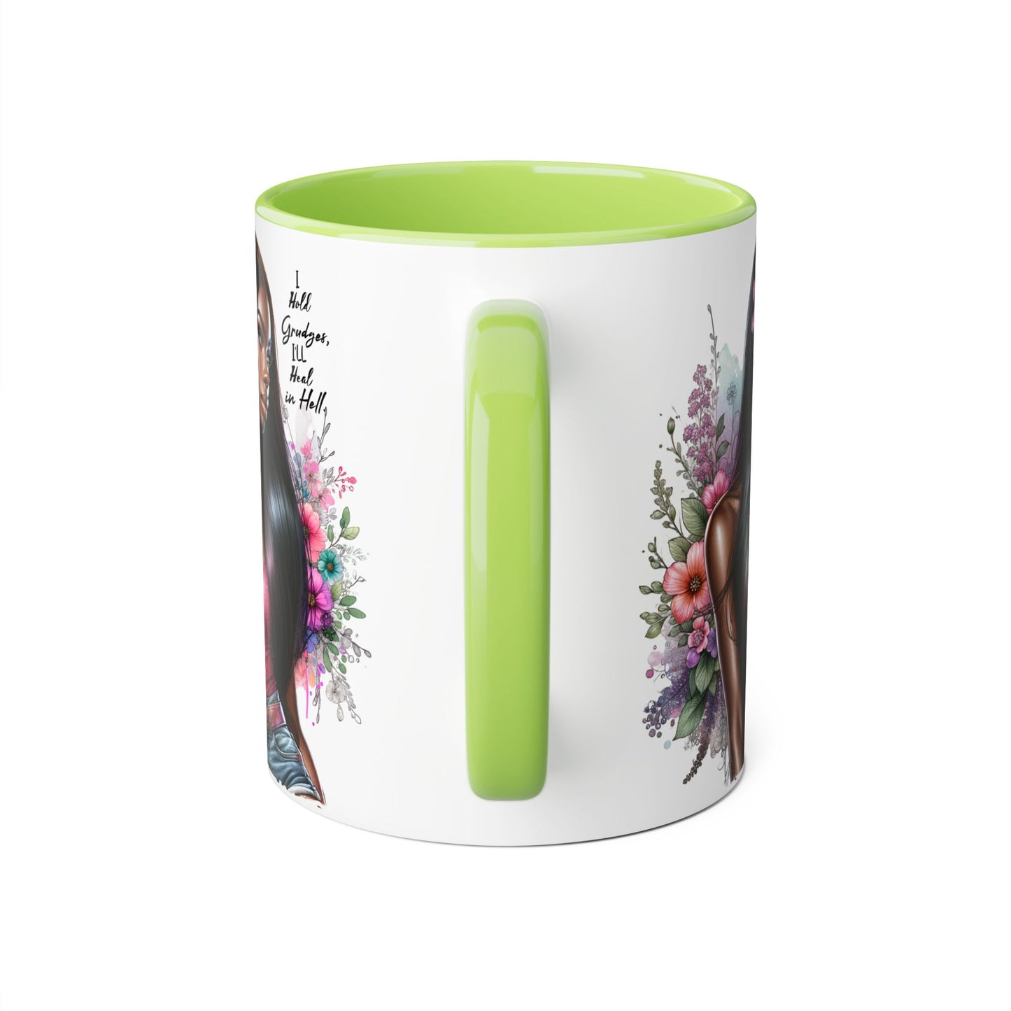 I Hold Grudges, I'll Heal in Hell  Humoristic Floral Portrait Accent Mug, 11oz - Empowering Gift for Her, Cozy Coffee Cup, Beautiful Art for Home, Unique Present for Birthdays, [...]