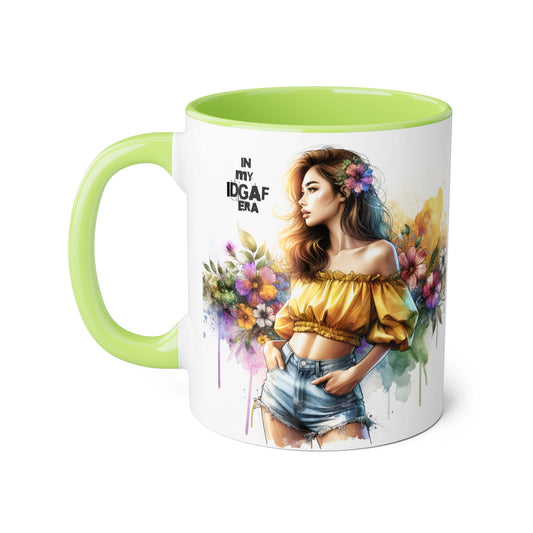 Colorful IDGAF Era Accent Mugs, Unique Coffee Cup for Bold Souls, Gifts for Women, Floral Design Mugs, Fun Cafe Mugs