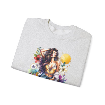 1-800-Boys-Lie Boho Chic Crewneck Sweatshirt with Floral Design, Unisex Gift, Self-Love Apparel, Cozy Casual Wear, Perfect for Relaxation