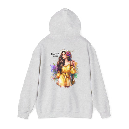Thank U, Next Whimsical Fairy Art Hooded Sweatshirt, Cozy Apparel, Unique Gift, Casual Wear, Comfortable Layer