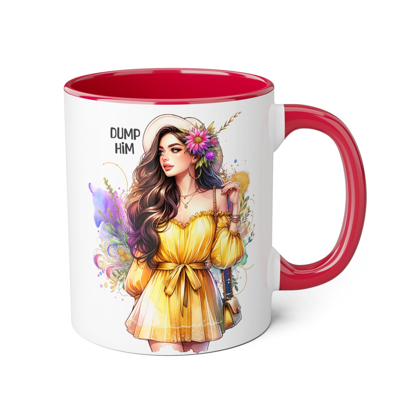 Chic Dump Him Coffee Mug, 11oz Accent Mug, Gift for Her, Statement Cup for Friends, Bold Design for Self-Love, Fun Coffee Breaks