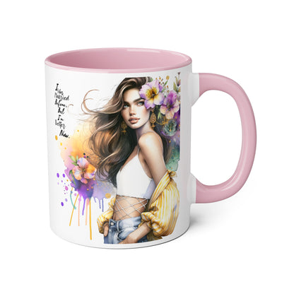 I Was Married Before But I'm Better Now Humoristic Artistic Accent Mug, Coffee Cup for Inspiration, Floral Design, Gift for Friends, Birthday, Home Decor, Motivational Drinkware