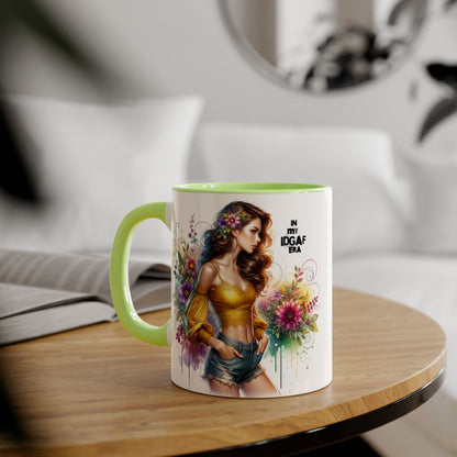 Edgy Floral Accent Mug, Inspirational Coffee Cup, Unique Gift for Her, IDGAF Mug, Boho Style Drinkware