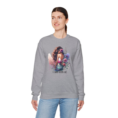 1-800-Boys-Lie Boss Babe Floral Sweatshirt | Unisex Comfortable Crewneck, Trendy Gift for Her, Affirmation Clothing, Cozy Fashion