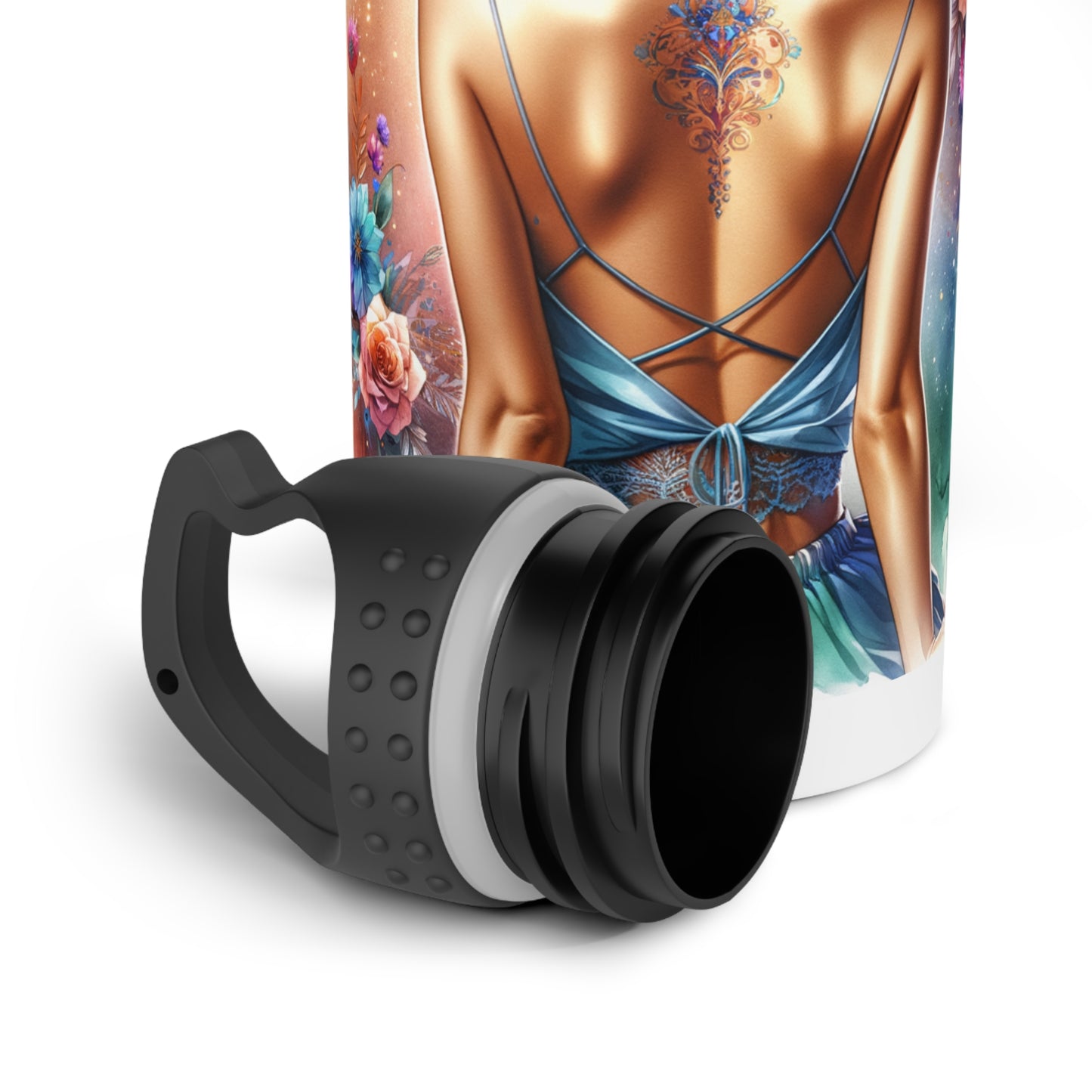 Thank U, Next Artistic Stainless Steel Water Bottle - Unique Gift for Fitness, Travel, or Eco-Friendly Enthusiasts, Hydration, Floral Design