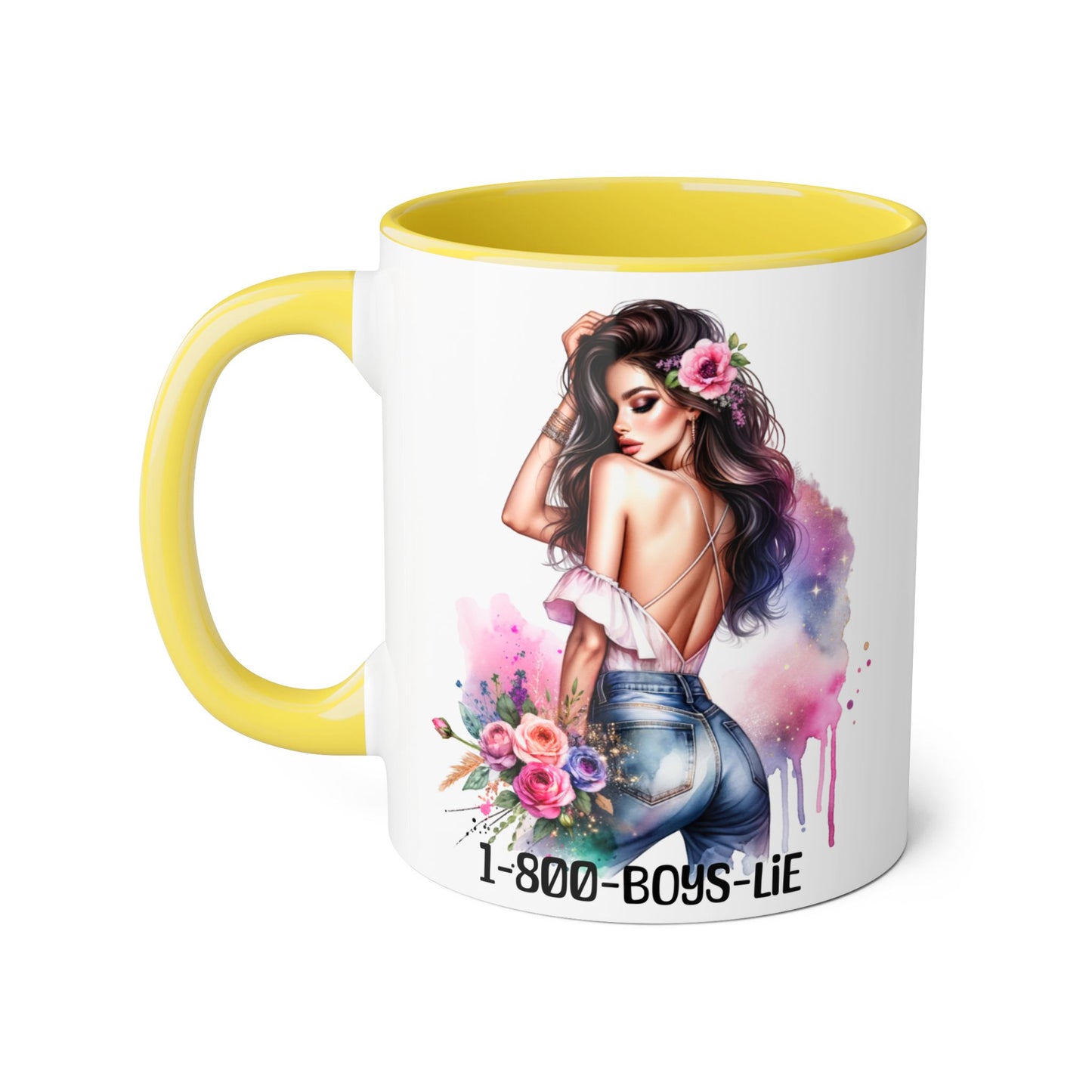 Stylish Accent Mugs, 11oz - Fun Gift for Friends, 1-800-BOYS-LIE, Coffee Lover Present, Unique Mug for Selfies