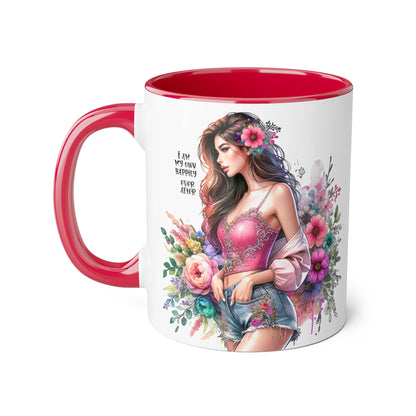 I Am My Own Happily Ever After Empowered Floral Accent Mug - 11oz with Inspirational Quote
