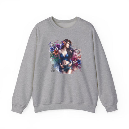 I Am My Own Happily Ever After  Floral Goddess Sweatshirt | Cozy Unisex Crewneck | Perfect Gift for Fall/Winter, Artistic Apparel, Wall Art Sweatshirt, Everyday Wear