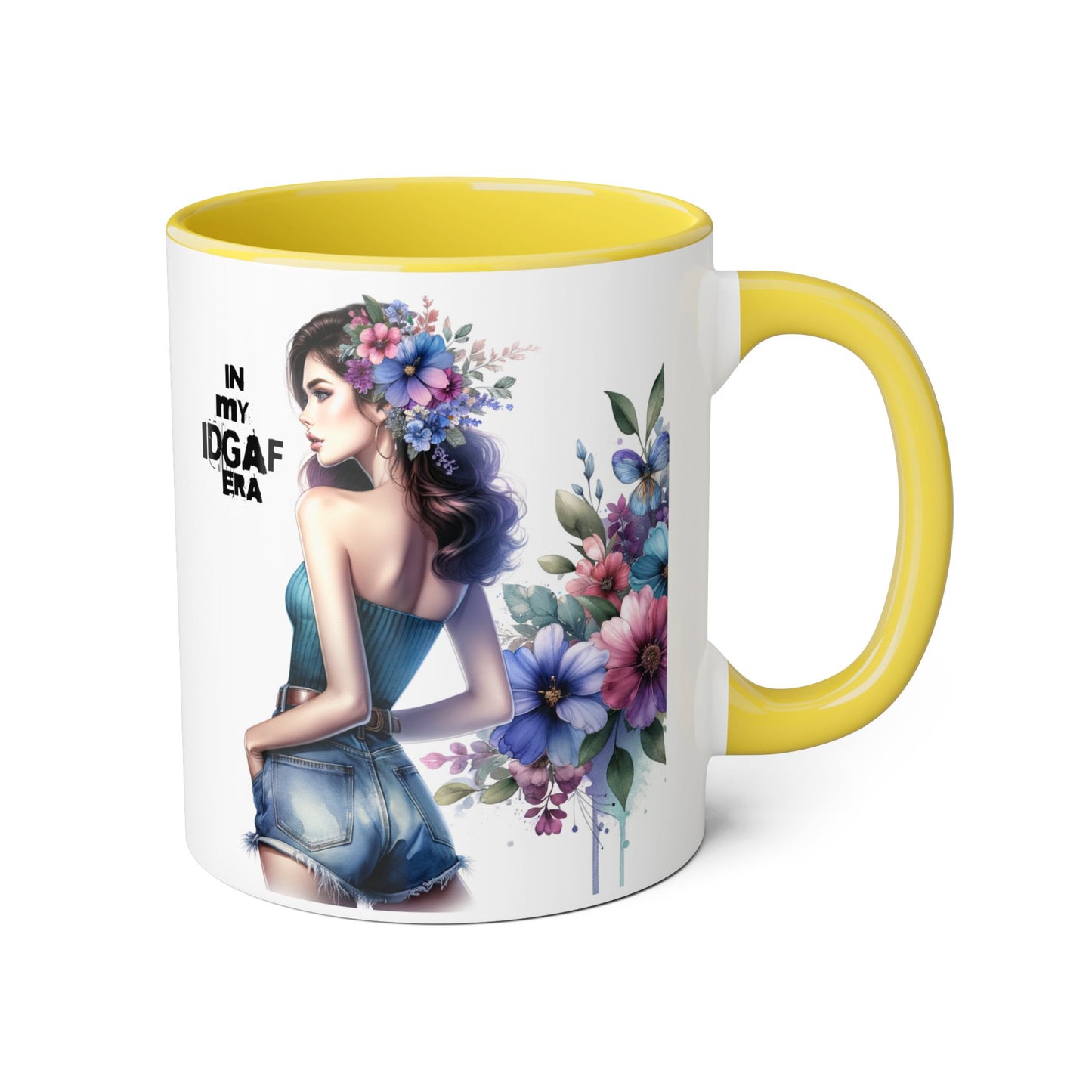 Bold Floral IDGAF Era Mug | Unique Coffee Gift | Retro Vibes | Sassy Tea Cup | Fun Home Decor | Statement Drinkware | 11oz Accent Mug