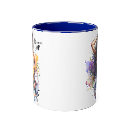Divorced AF Mug, Stylish 11oz Accent Mug for Coffee Lovers, Perfect for Gifts, Self-Care and Empowerment, Unique Art Design