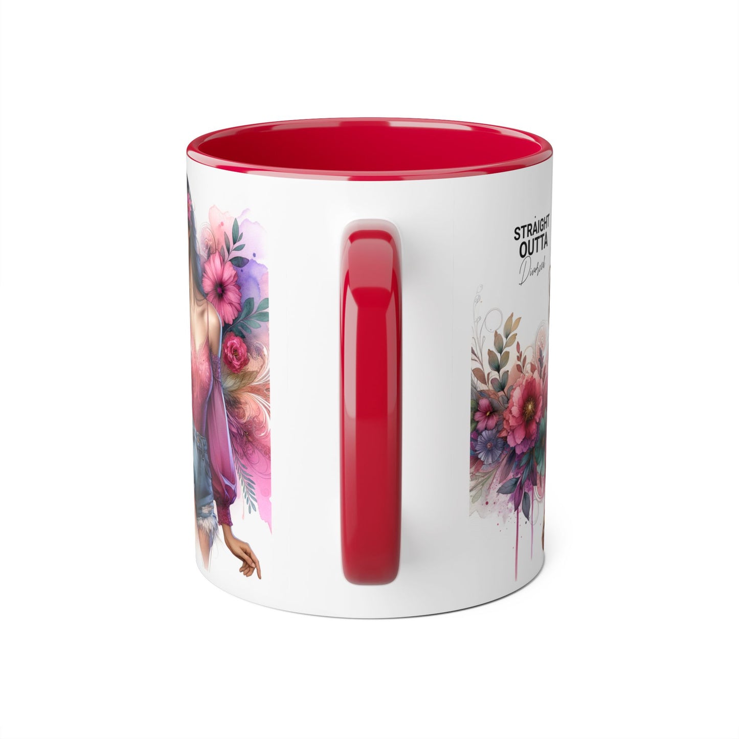 Straight Outta Divorced Humoristic Stylish Accent Mug, Floral Coffee Cup, Gifts for Her, Straight Outta, Unique Art Mug, Home Decor, Birthday Present