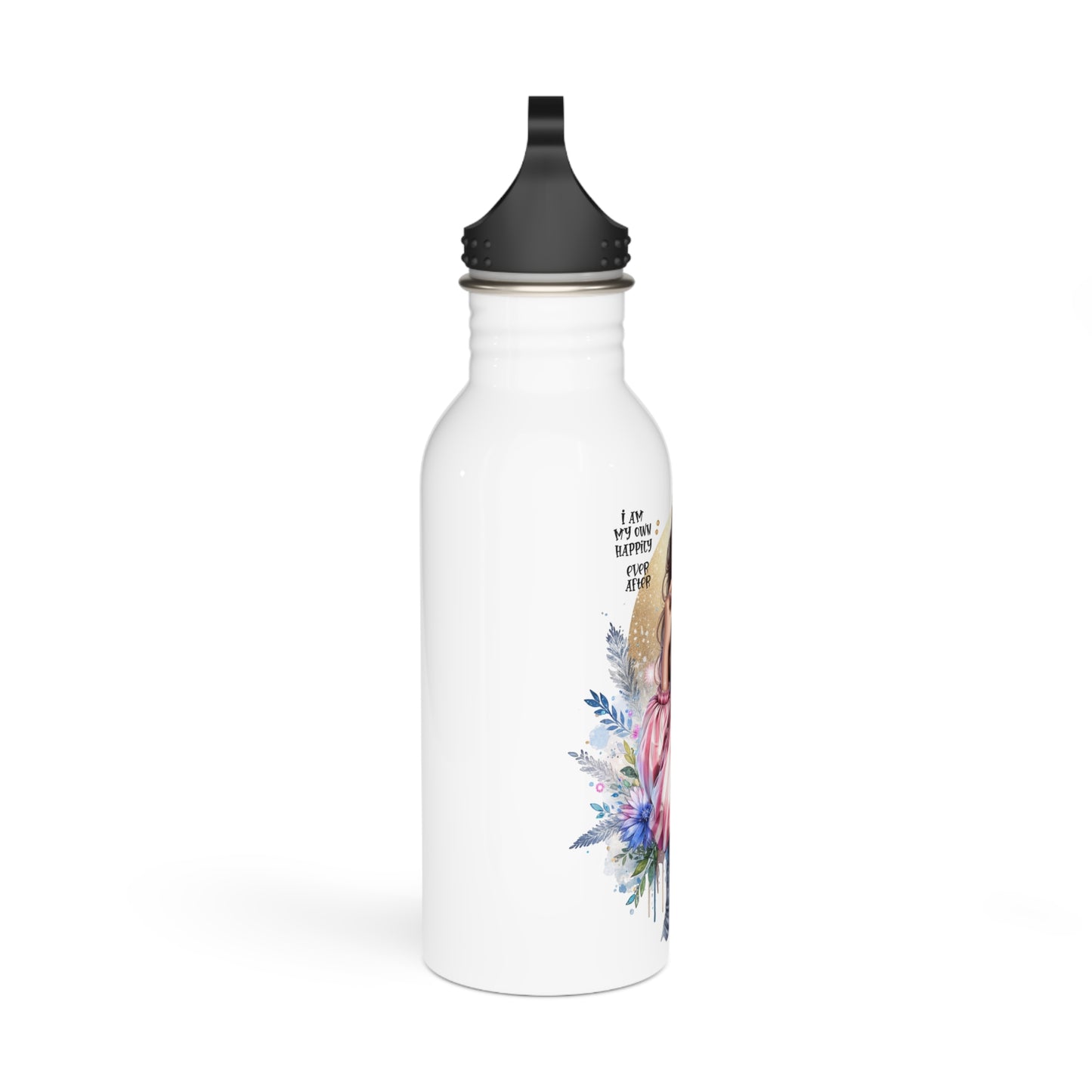 I Am My Own Happily Ever After Stylish Stainless Steel Water Bottle - Inspirational Floral Design for Fitness & Outdoor Enthusiasts