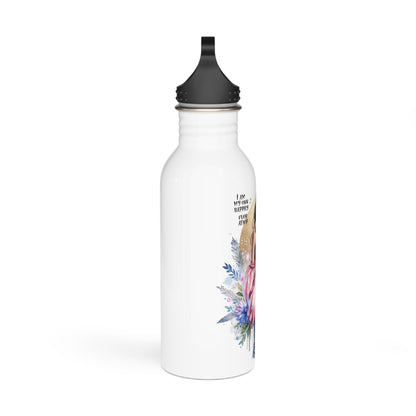 I Am My Own Happily Ever After Stylish Stainless Steel Water Bottle - Inspirational Floral Design for Fitness & Outdoor Enthusiasts