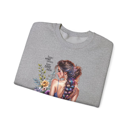 I Don`t  Make Mistakes, I Just Date Them Floral Illustration Crewneck Sweatshirt, Cozy Gift for Her, Casual Fashion, Spring Wardrobe Essential, Art Lover Apparel