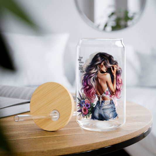 I Don't Make Mistakes, I Date Them Stylish Glass Sipper | Trendy 16oz Drinkware, Cool Gift for Her, Eco-Friendly, Summer Vibes, Party Accessory