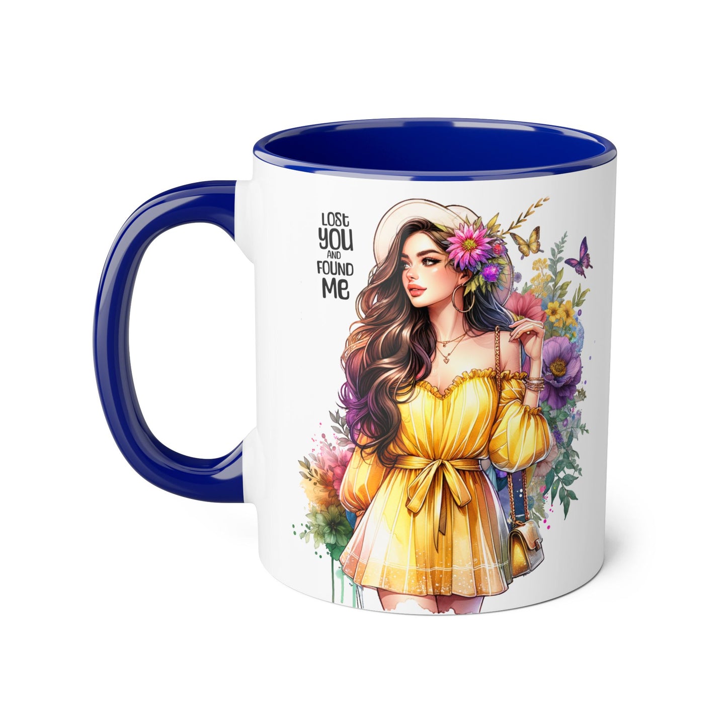 Lost You and Found Me Whimsical Floral Accent Mugs - Unique Coffee Cup, Perfect Gift for Her, Tea Lover, Home Decor, Birthday, Mother's Day