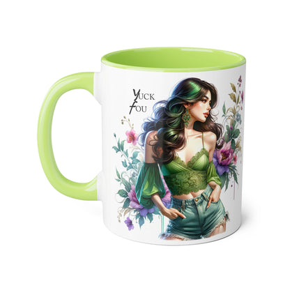 Yuck Fou Vibrant Accent Mug with Floral Design, Gift for Coffee Lovers, Artistic Coffee Mug, Unique Home Decor, Birthday Present, Tea Mug