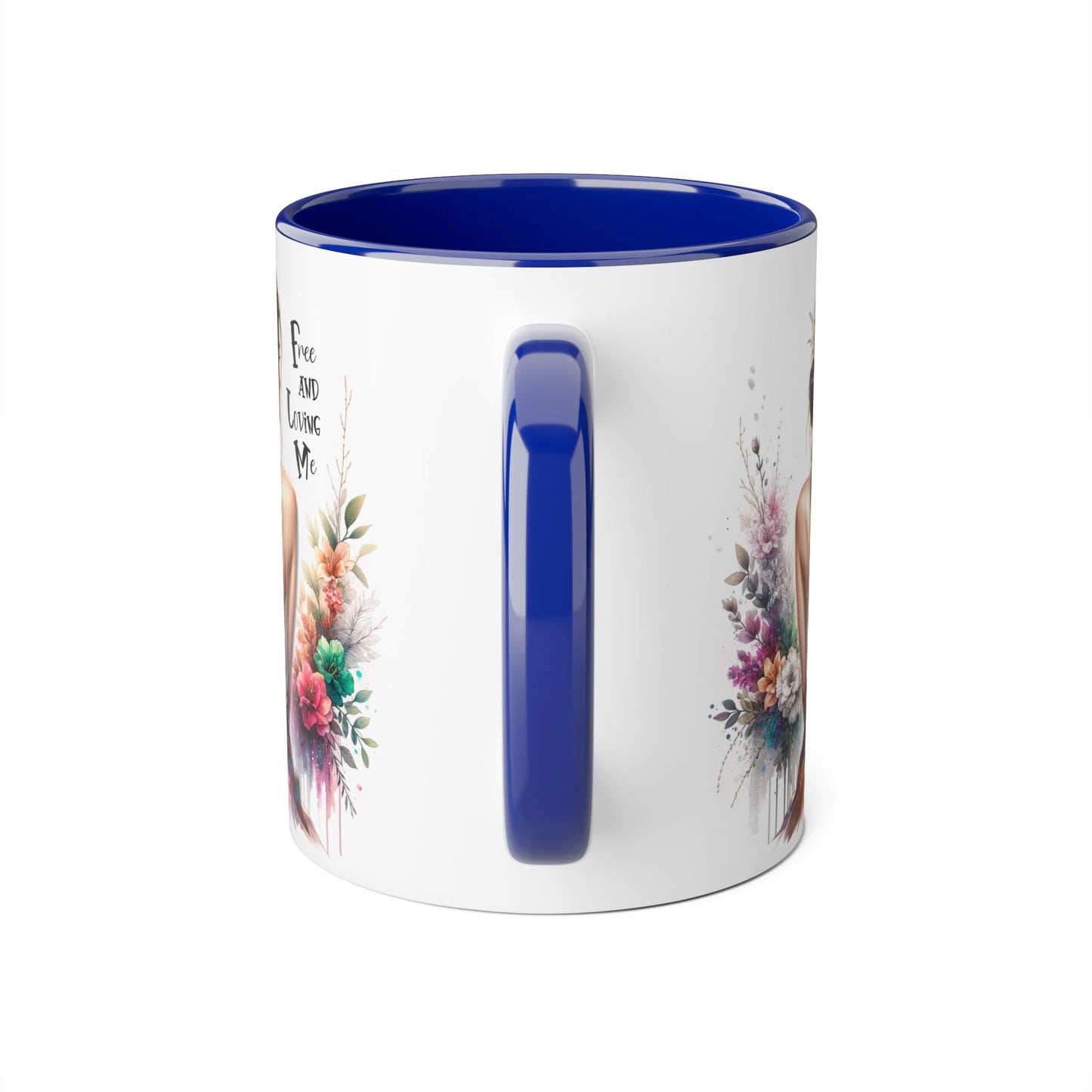 Floral Art Mug - 'Free and Loving Me', Coffee Cup, Gift for Her, Home Decor, Personalized Drinkware, Inspirational Mugs, Floral Design
