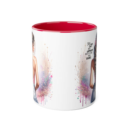 Money Can't Buy Happiness But It Can Buy Divorce Humoristic Empowered Woman Accent Mug, Inspirational Coffee Cup, Gift for Her, Motivational Mugs, Birthday Present, Unique Drinkware